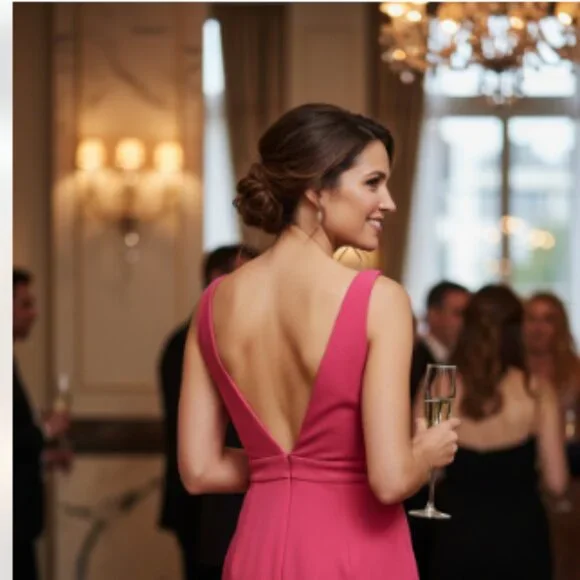 Vintage D&G Dolce & Gabbana Pink Cocktail Sleeveless Deep Plunge Dress, Size 4 - Picture 2 of 16